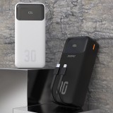 Batterie externe Dudao K15MAX 30000mAh PD 22.5W Power bank avec câbles intégrés - Noir