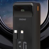 Batterie externe Dudao K15MAX 30000mAh PD 22.5W Power bank avec câbles intégrés - Noir