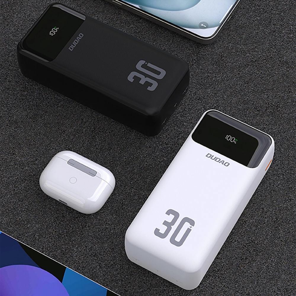 Batterie externe Dudao K15MAX 30000mAh PD 22.5W Power bank avec câbles intégrés - Noir