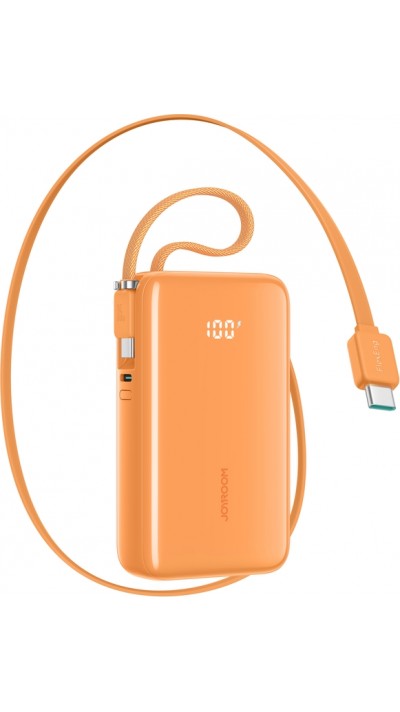 Batterie externe Joyroom JR-PR2L Powerbank 10000mAh 35W avec c&acirc;bles USB-C int&eacute;gr&eacute;s - Orange