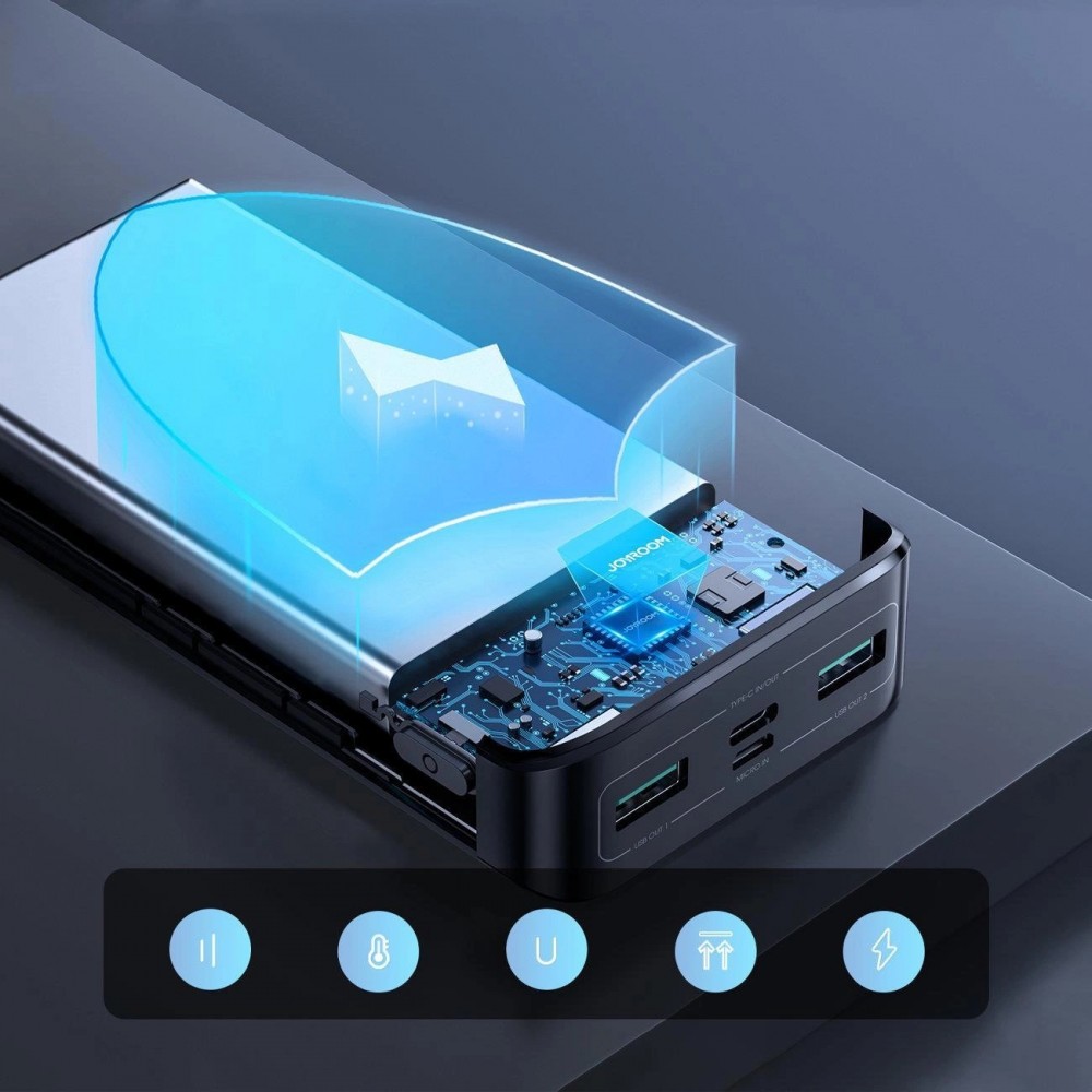 Batterie externe Powerbank Joyroom 20000mAh 22.5W PD QC3.0 AFC puissance rapide portable - Noir