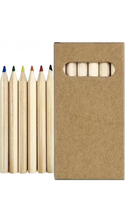 Boîte de 6 crayons arc-en-ciel, crayons de couleur compacts parfaits pour voyage et loisirs créatifs - Multicolore