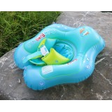 Bouée bébé sécurisée avec harnais et pare-soleil confort et protection UV - Bleu