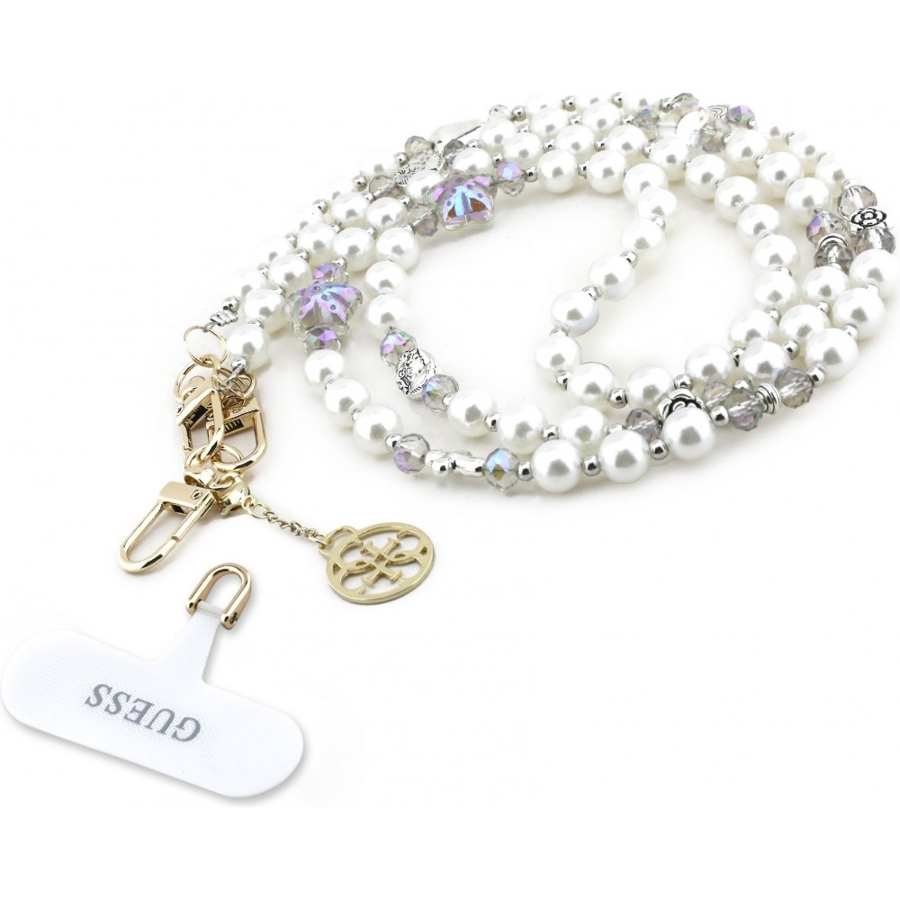 Bracelet chaîne Guess universel pour smartphone avec perles - Blanc