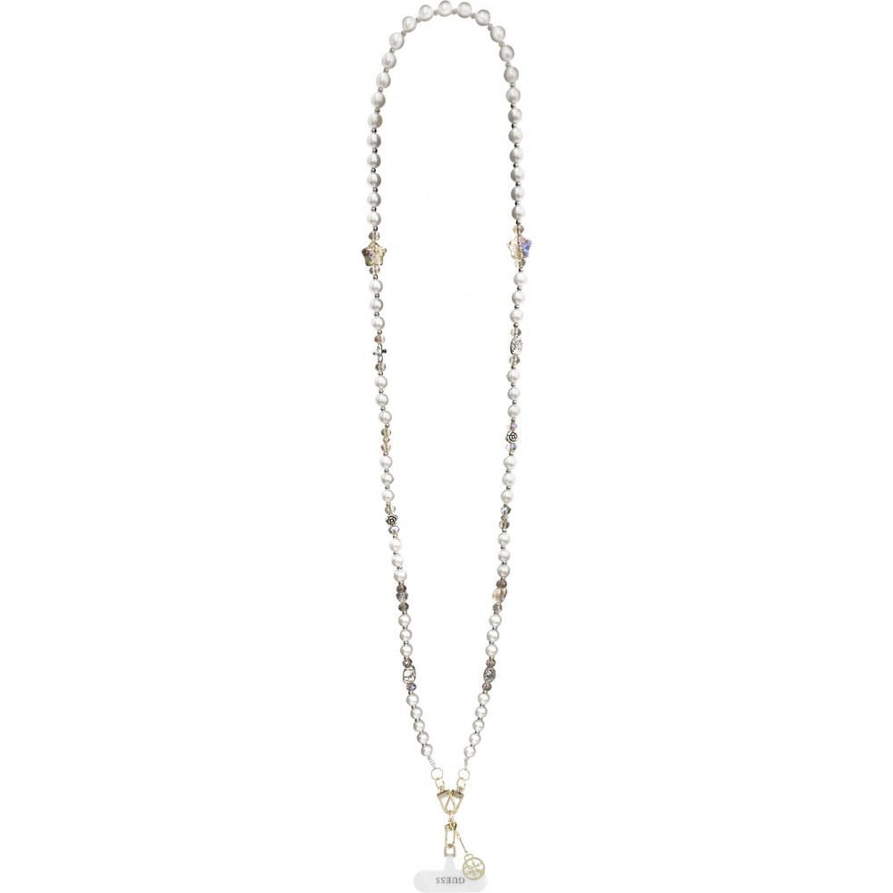 Bracelet chaîne Guess universel pour smartphone avec perles - Blanc