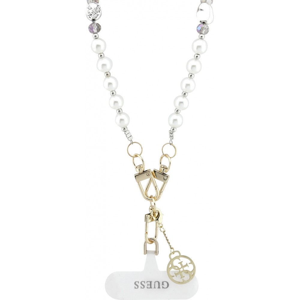 Bracelet chaîne Guess universel pour smartphone avec perles - Blanc