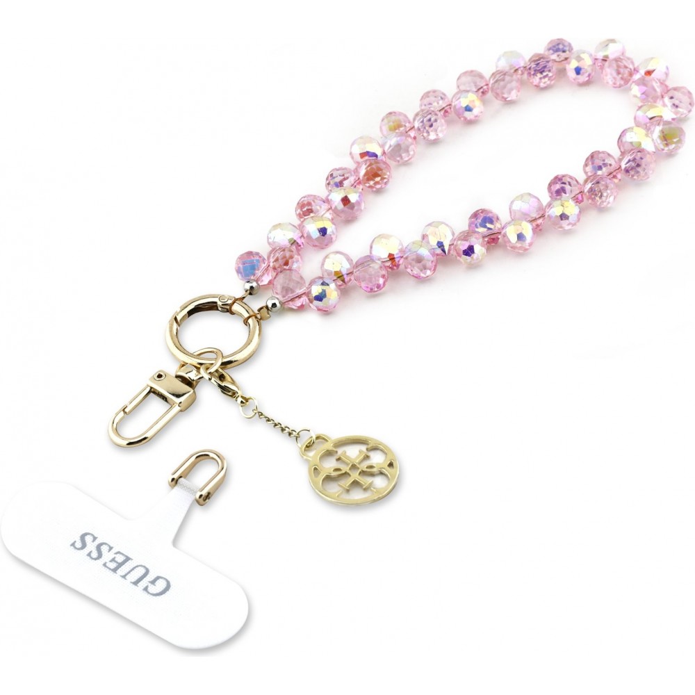 Bracelet chaîne Guess universel pour smartphone avec perles en forme de goutte - Rose