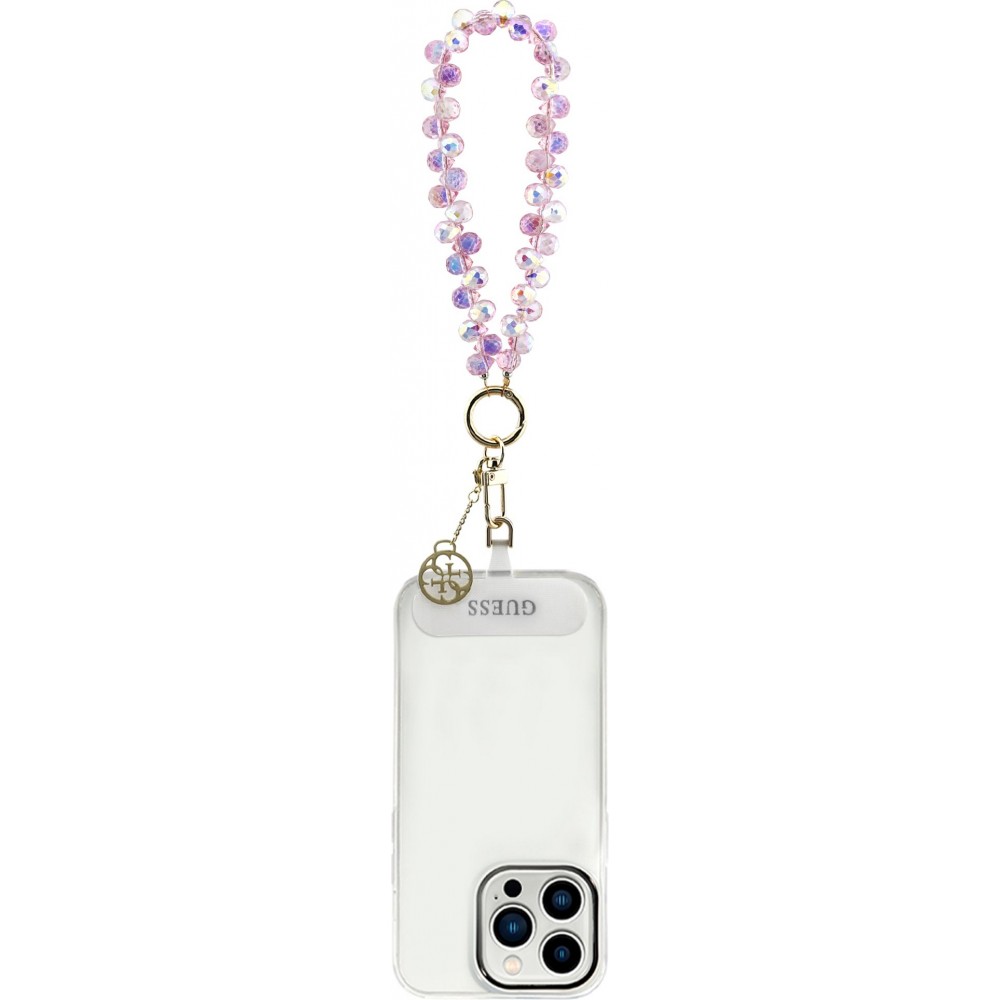 Bracelet chaîne Guess universel pour smartphone avec perles en forme de goutte - Rose