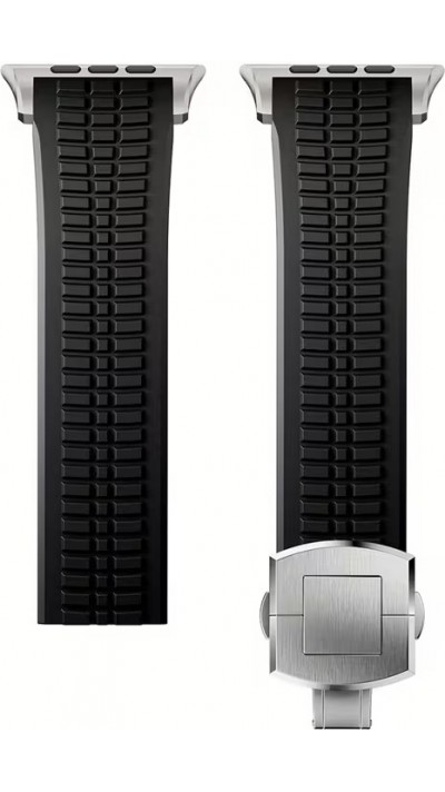 Premium Sport-Luxusarmband aus hochwertigem Gummi für Apple Watch 49/46/45/44 mm komfortabel, wasserdicht und strapazierfähig - Schwarz - Apple Watch 44/45/46/49 mm