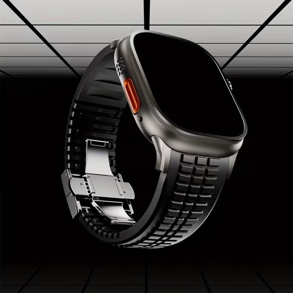 Bracelet sport luxe en caoutchouc premium pour Apple Watch 49/46/45/44 mm confort étanche et résistant - Rouge - Apple Watch 44/45/46/49 mm