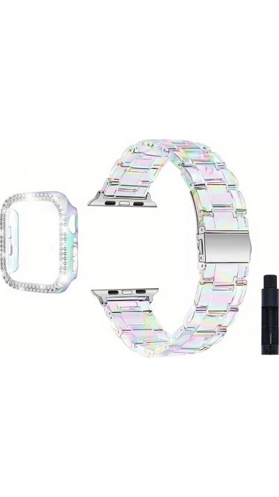 Bracelet transparent scintillant avec coque strass - Blanc - Apple Watch Ultra / Ultra 2 (49 mm)