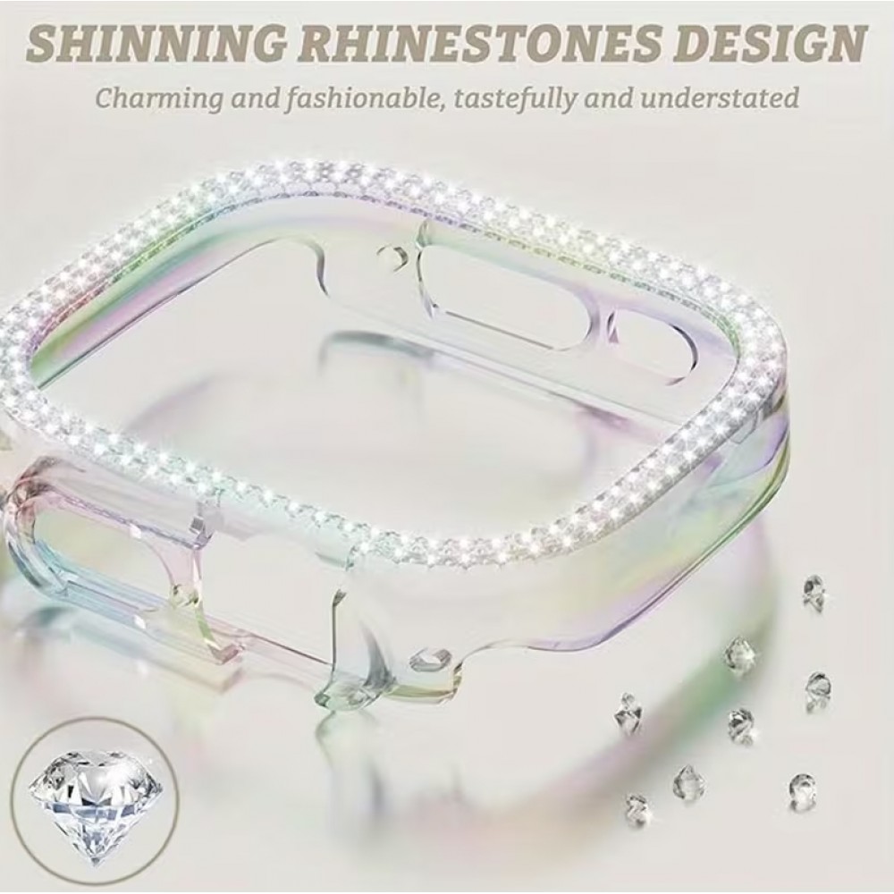 Bracelet transparent scintillant avec coque strass - Blanc - Apple Watch Ultra / Ultra 2 (49 mm)