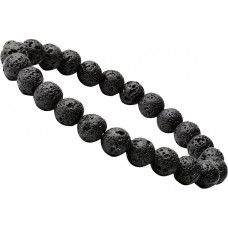 Bracelet unisexe en pierre de lave bijou bohème à perles pour homme et femme (17-20cm) - Noir
