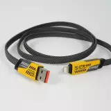 Câble convertible USB-A / USB-C vers Lightning / USB-C multifonction PD 27W, renfort textile et ultra résistant - Noir/orange