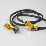 Câble convertible USB-A / USB-C vers Lightning / USB-C multifonction PD 27W, renfort textile et ultra résistant - Noir/orange