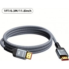 C&acirc;ble HDMI 2.1 Ultra haute vitesse 48Gbps 8K/60Hz 4K/120Hz HDMI m&acirc;le/m&acirc;le tress&eacute; (30cm) - Argent