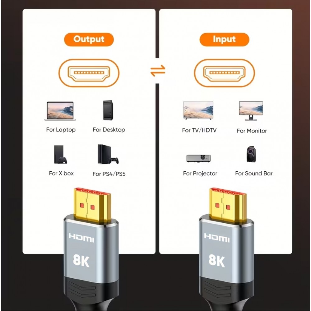 C&acirc;ble HDMI 2.1 Ultra haute vitesse 48Gbps 8K/60Hz 4K/120Hz HDMI m&acirc;le/m&acirc;le tress&eacute; (30cm) - Argent