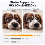 C&acirc;ble HDMI 2.1 Ultra haute vitesse 48Gbps 8K/60Hz 4K/120Hz HDMI m&acirc;le/m&acirc;le tress&eacute; (30cm) - Argent