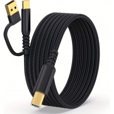 Câble imprimante 2-en-1 USB-A/C vers USB-B pour HP / Canon / Epson / Brother - Noir