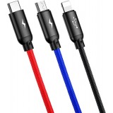 Câble USB 3 en 1 Baseus Micro USB / Lightning / USB-C 3.5A (1.2 m) charge et données - Noir