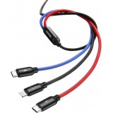 Câble USB 3 en 1 Baseus Micro USB / Lightning / USB-C 3.5A (1.2 m) charge et données - Noir