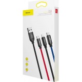 Câble USB 3 en 1 Baseus Micro USB / Lightning / USB-C 3.5A (1.2 m) charge et données - Noir