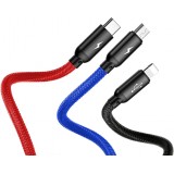 Câble USB 3 en 1 Baseus Micro USB / Lightning / USB-C 3.5A (1.2 m) charge et données - Noir
