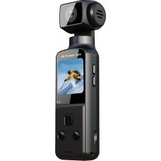 Caméra d'action portable 4K avec objectif rotatif 270° légère rechargeable pour vlogging et voyage - Noir