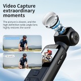Caméra d'action portable 4K avec objectif rotatif 270° légère rechargeable pour vlogging et voyage - Noir