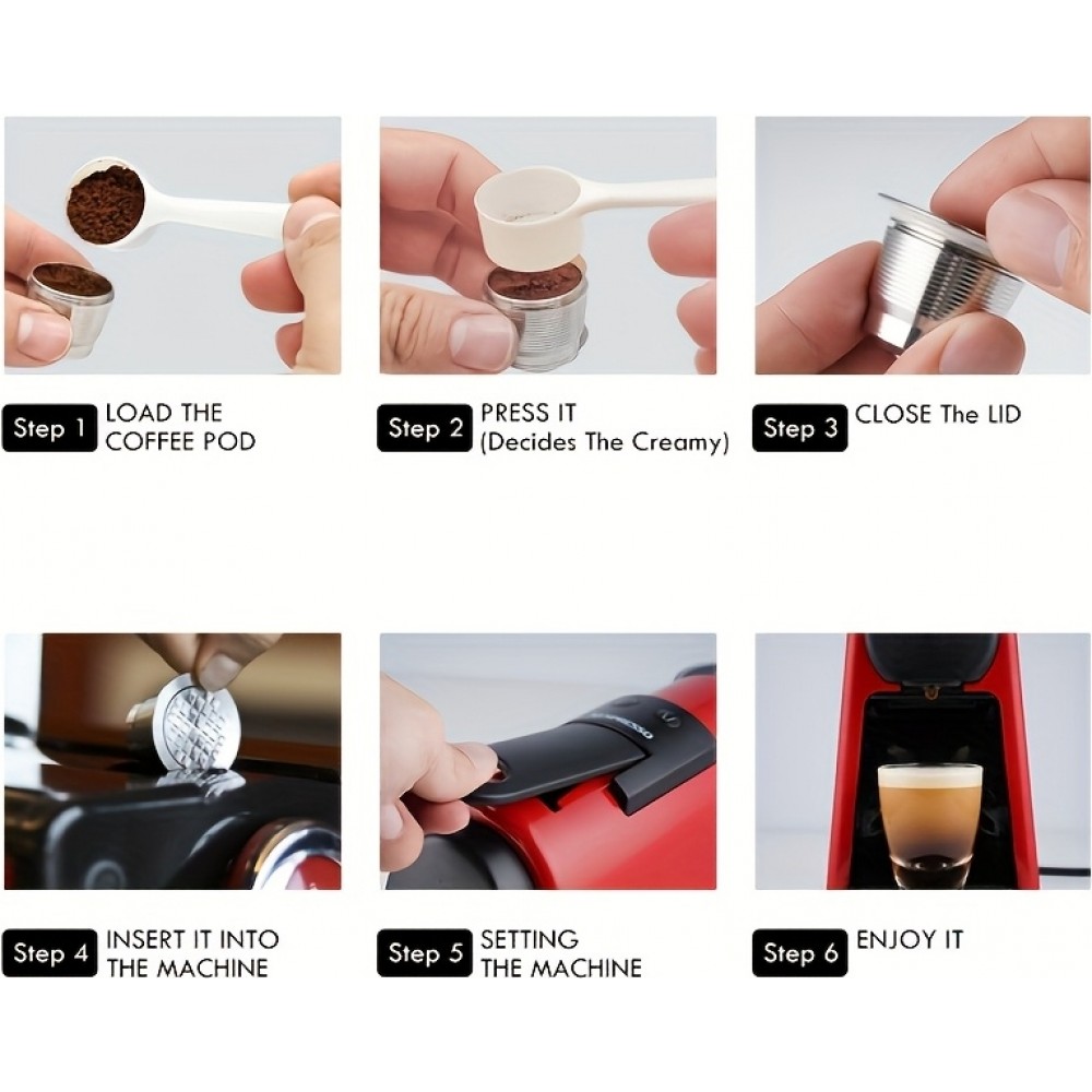 Capsule en acier inoxydable réutilisable pour café compatible avec machine Nespresso - Argent
