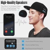 Casquette unisexe ajustable Bluetooth avec haut-parleurs intégrés pour musique et appels - Noir