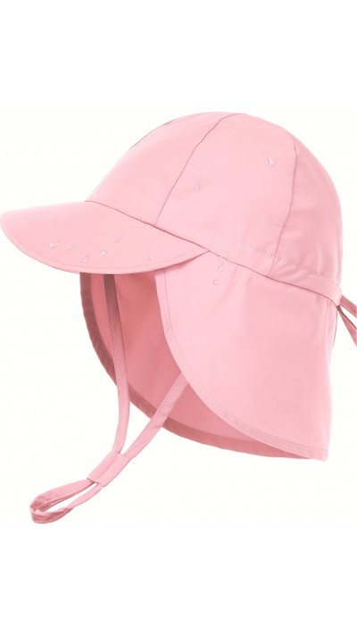 Chapeau bébé (0 à 6 mois) été ajustable anti-UV avec protection nuque pour voyage et baignade - Rose