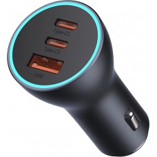 Chargeur de voiture Baseus Golden Contactor Pro USB-A et 2x USB-C 65W - Gris
