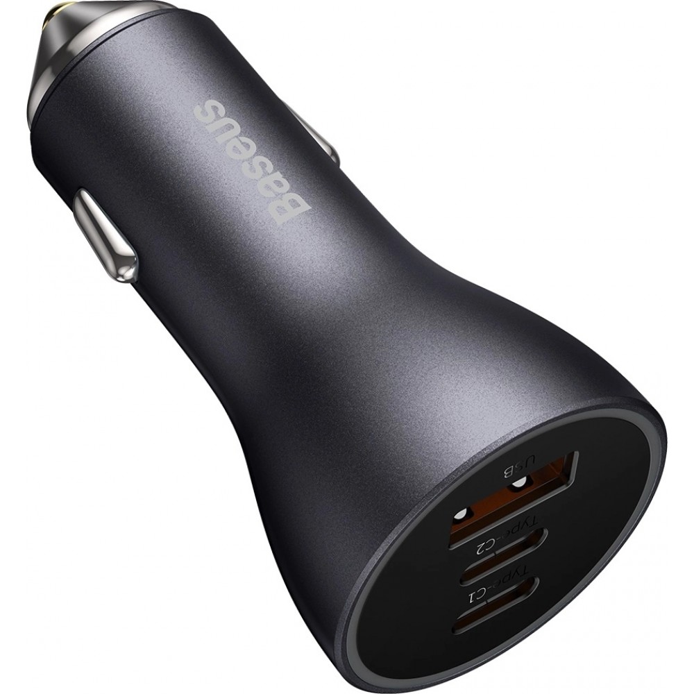 Chargeur de voiture Baseus Golden Contactor Pro USB-A et 2x USB-C 65W - Gris