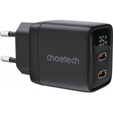 Choetech 35W USB-C PD Schnellladegerät mit 2 Ports und integrierten Schutzfunktionen - Schwarz