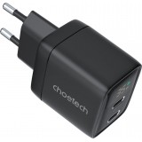 Choetech 35W USB-C PD Schnellladegerät mit 2 Ports und integrierten Schutzfunktionen - Schwarz