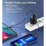 Choetech 35W USB-C PD Schnellladegerät mit 2 Ports und integrierten Schutzfunktionen - Schwarz