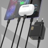 Dudao A28C 45W GaN Wandladegerät mit rutschfestem USB-C-Kabel - Schwarz