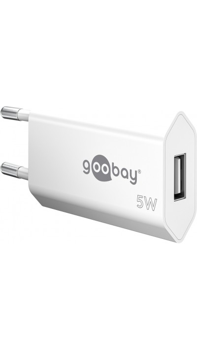 Chargeur mural Goobay 5W USB-A adaptateur secteur USB compact - Blanc