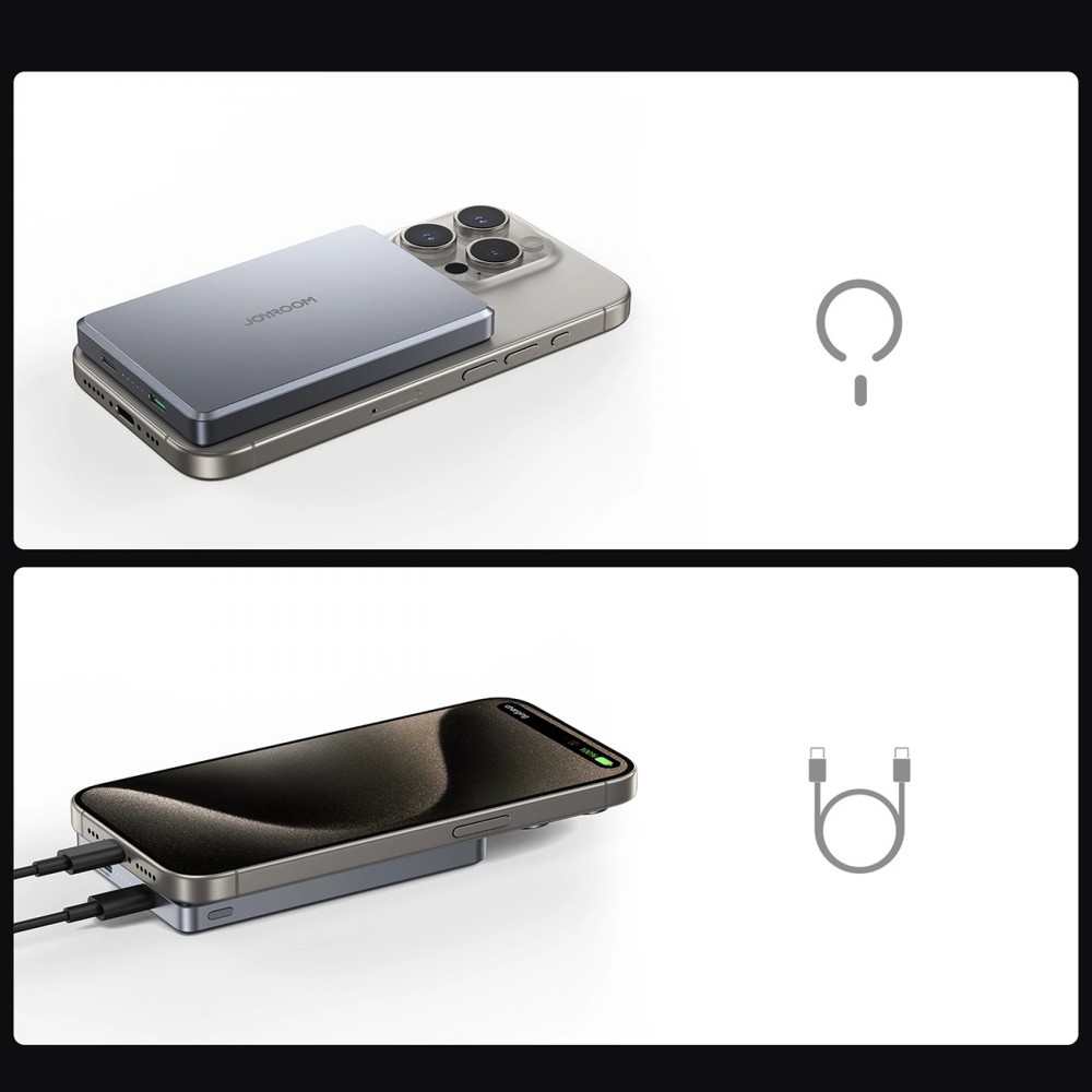 Batterie power bank magnétique Joyroom JR-PBM08 Pro 10000mAh 20W ultra fin MagSafe - Gris