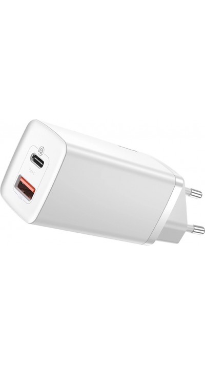 Chargeur rapide Baseus GaN2 Lite 65W USB-A / USB-C Quick Charge 3.0 Power Delivery - Blanc
