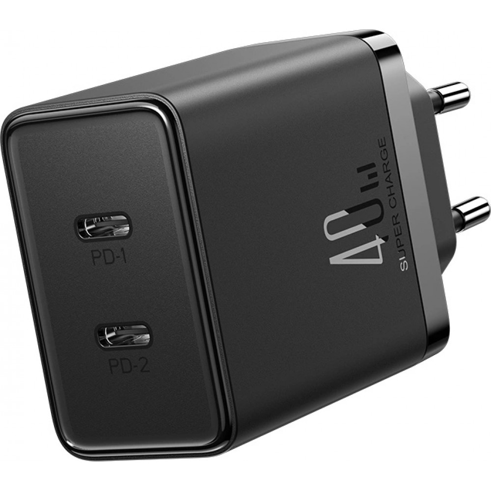 Chargeur rapide double USB-C (2x) 40W Joyroom JR-TCF09 - Noir