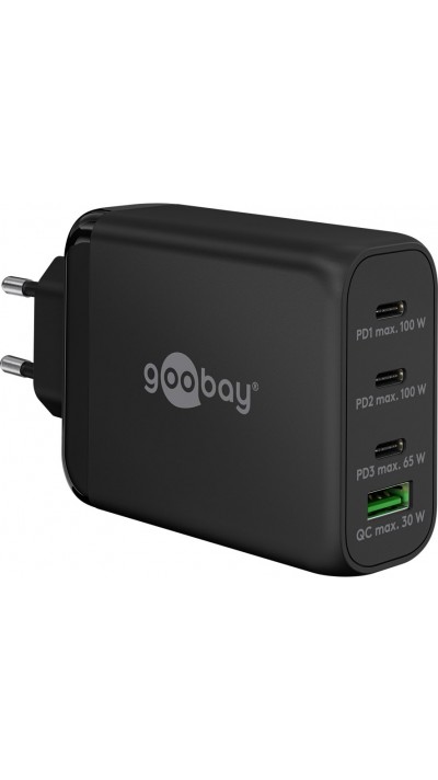 Chargeur rapide Goobay 100W GaN USB-C Power Delivery et USB-A adaptateur multiport - Noir