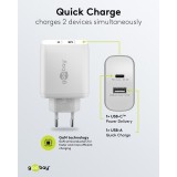 Chargeur rapide Goobay 45W GaN USB-C Power Delivery et USB-A adaptateur mural - Blanc