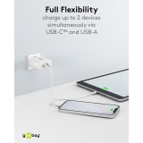Chargeur rapide Goobay 65W GaN USB-C Power Delivery et USB-A adaptateur mural - Blanc