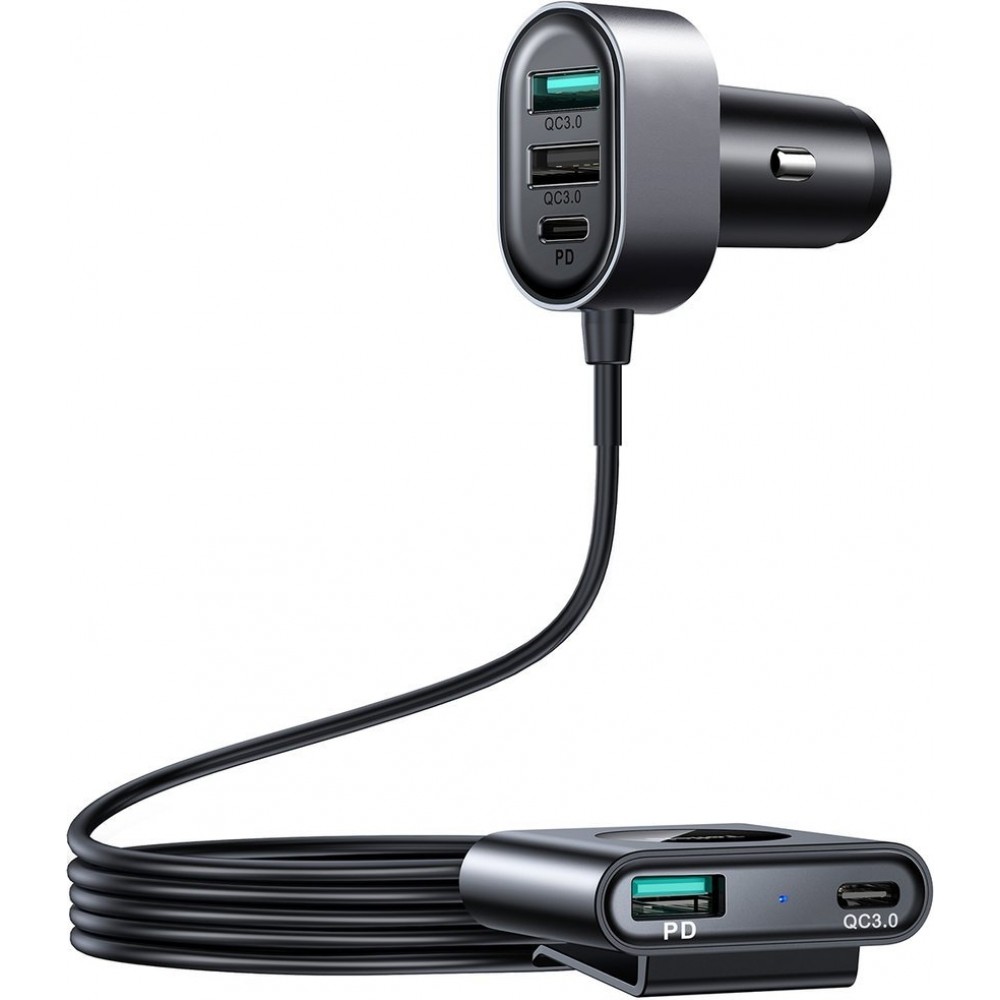 Chargeur rapide voiture Joyroom JR-CL05 78W multi 5 ports (2xPD+3QC3.0) câble 1.5m - Noir
