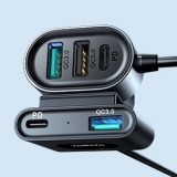 Chargeur rapide voiture Joyroom JR-CL05 78W multi 5 ports (2xPD+3QC3.0) câble 1.5m - Noir