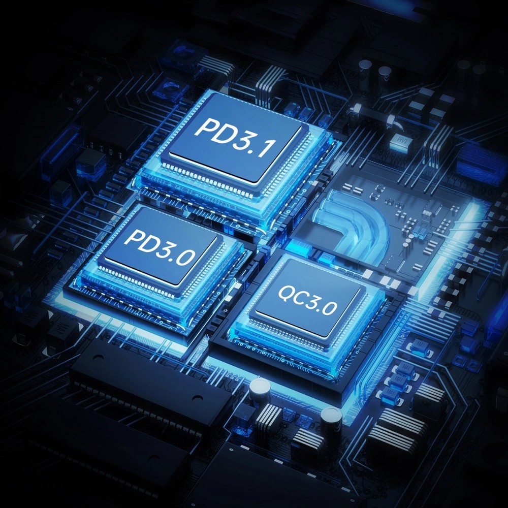 Chargeur voiture Choetech TC0024 165W ultra rapide avec 2x USB-C PD 3.1 + 1x USB-A rapide polyvalent - Noir