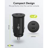 Chargeur voiture rapide Goobay 30W USB-C PD adaptateur allume-cigare 12/24V - Noir