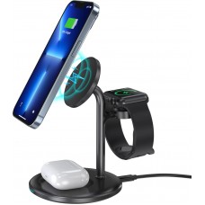 Choetech T585-F - Station de charge sans fil 3 en 1 magnétique pour iPhone / AirPods Pro / Apple Watch - Noir